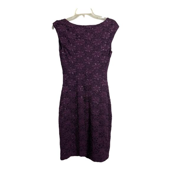 Purple Lace Cocktail Dress 4 Wiggle Holiday bodycon Hourglass Festive Plunging - Picture 2 of 9